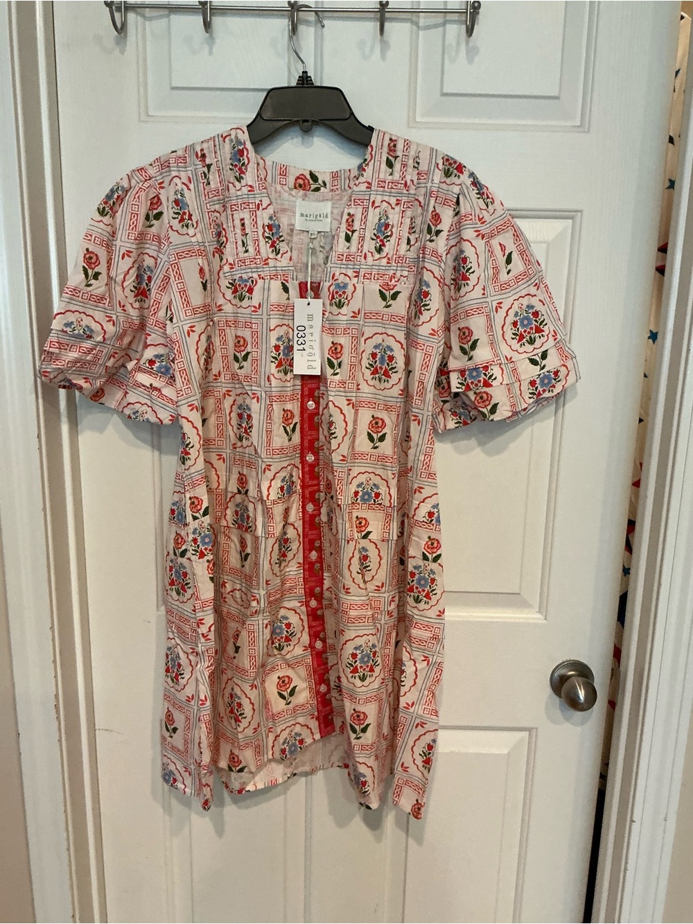 Marigold Pink Floral Button-Front Mini Dress